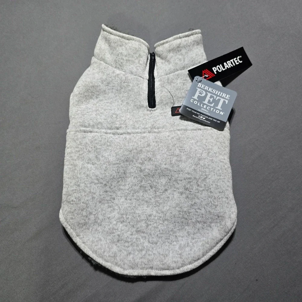 Berkshire Pet Polartec Fleece Vest Dog Small Grey Quarter Zip Shearling Lined